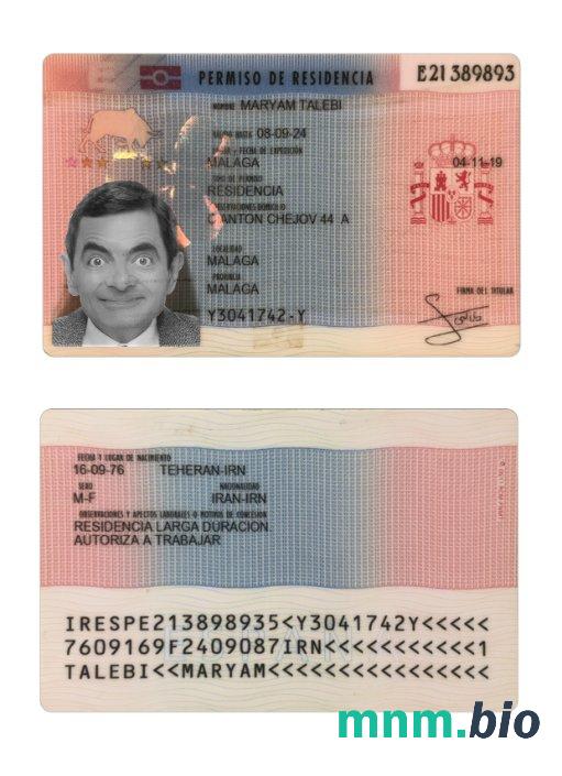 Zezwolenie na pobyt w Hiszpanii w pełni edytowalne, szablon